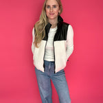 Flip the Script Reversible Faux Leather & Sherpa Vest