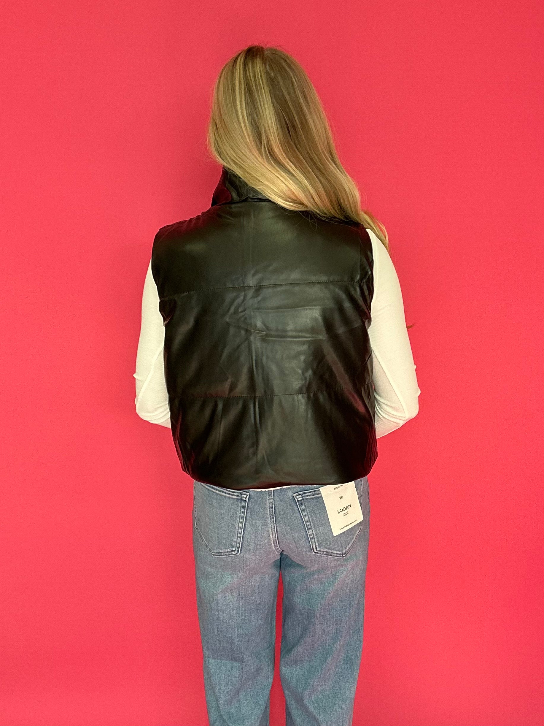 Flip the Script Reversible Faux Leather & Sherpa Vest