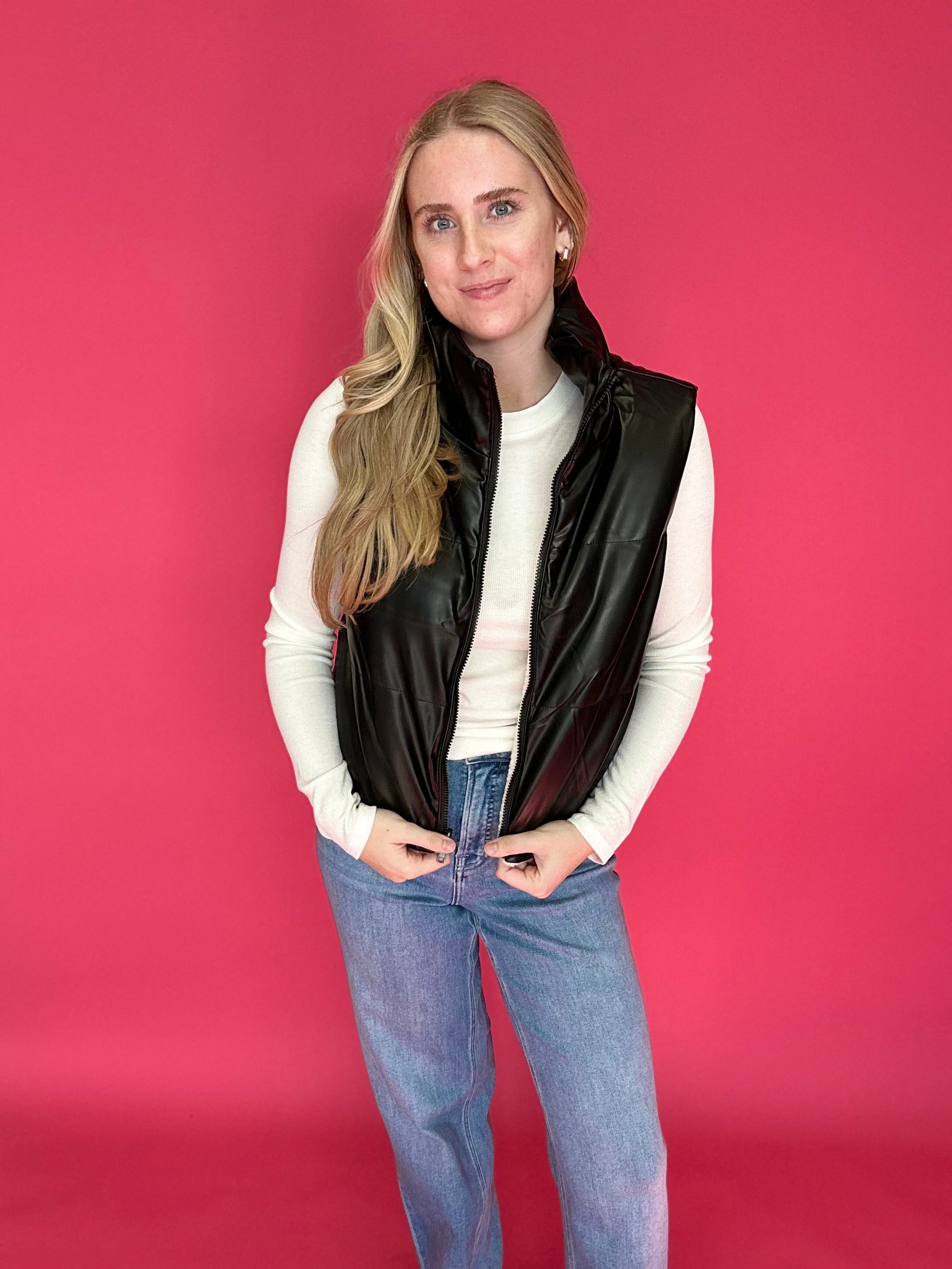 Flip the Script Reversible Faux Leather & Sherpa Vest