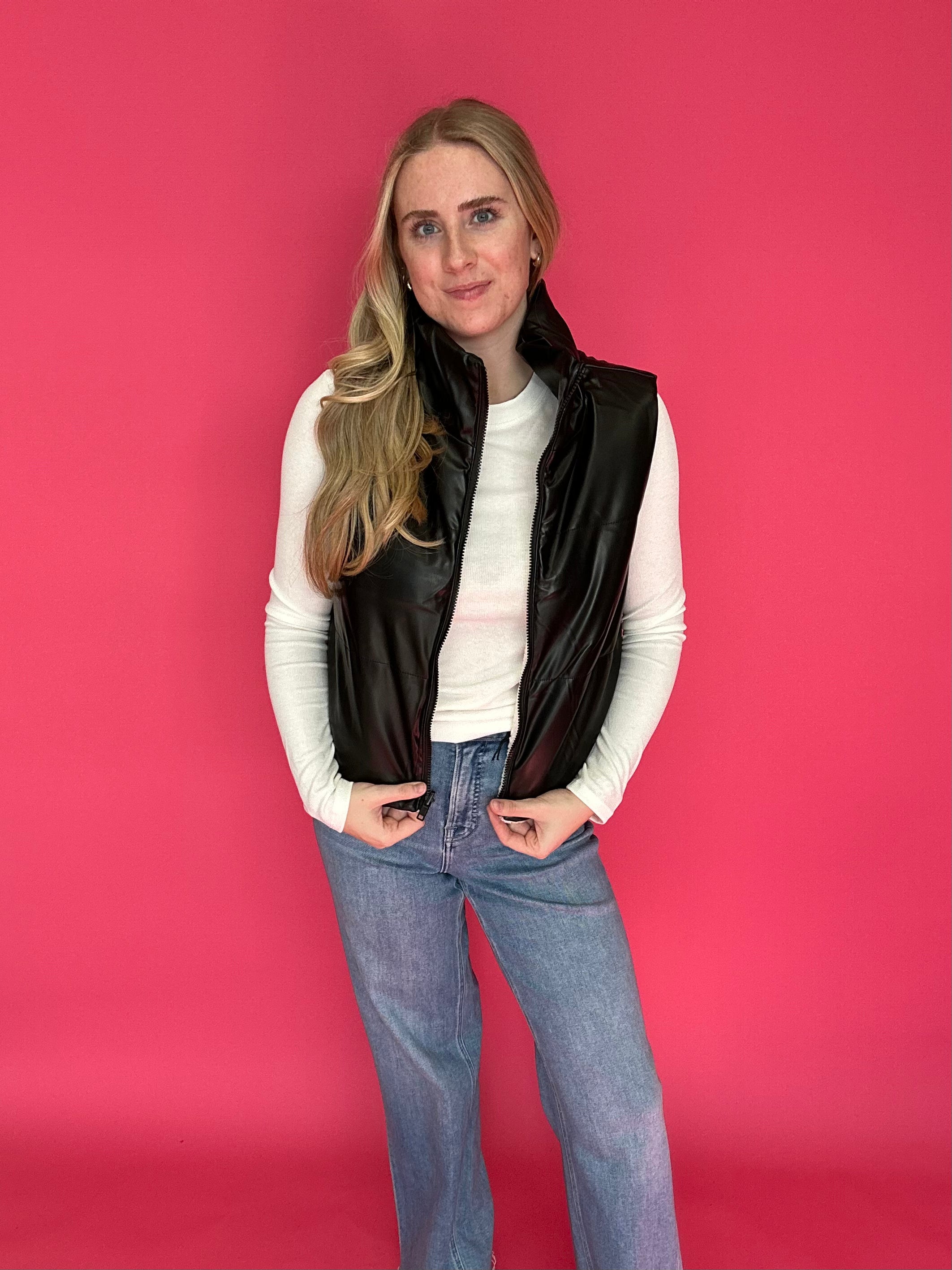 Flip the Script Reversible Faux Leather & Sherpa Vest