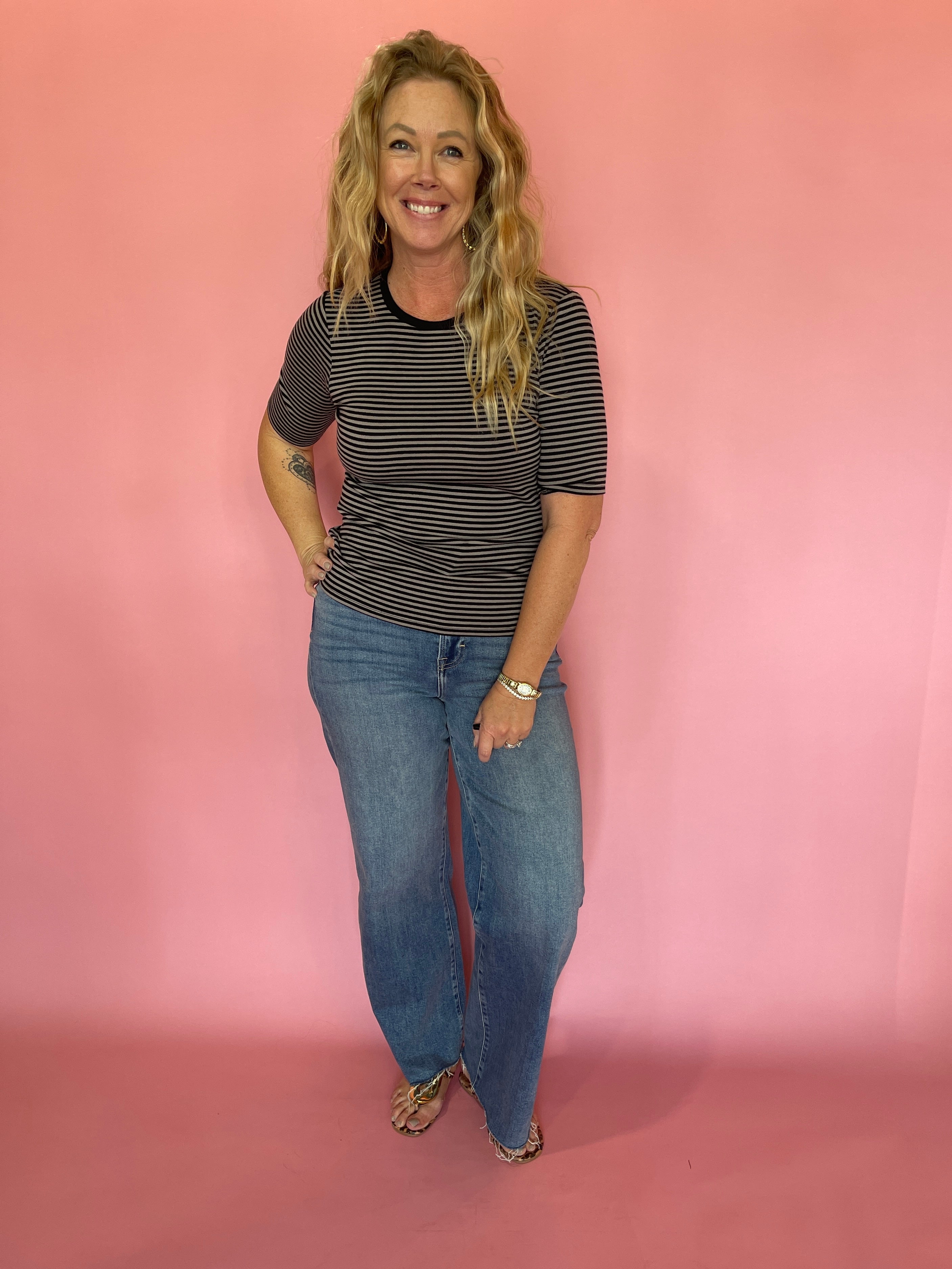 Freida Striped Tee in Wild Mushroom Z Supply