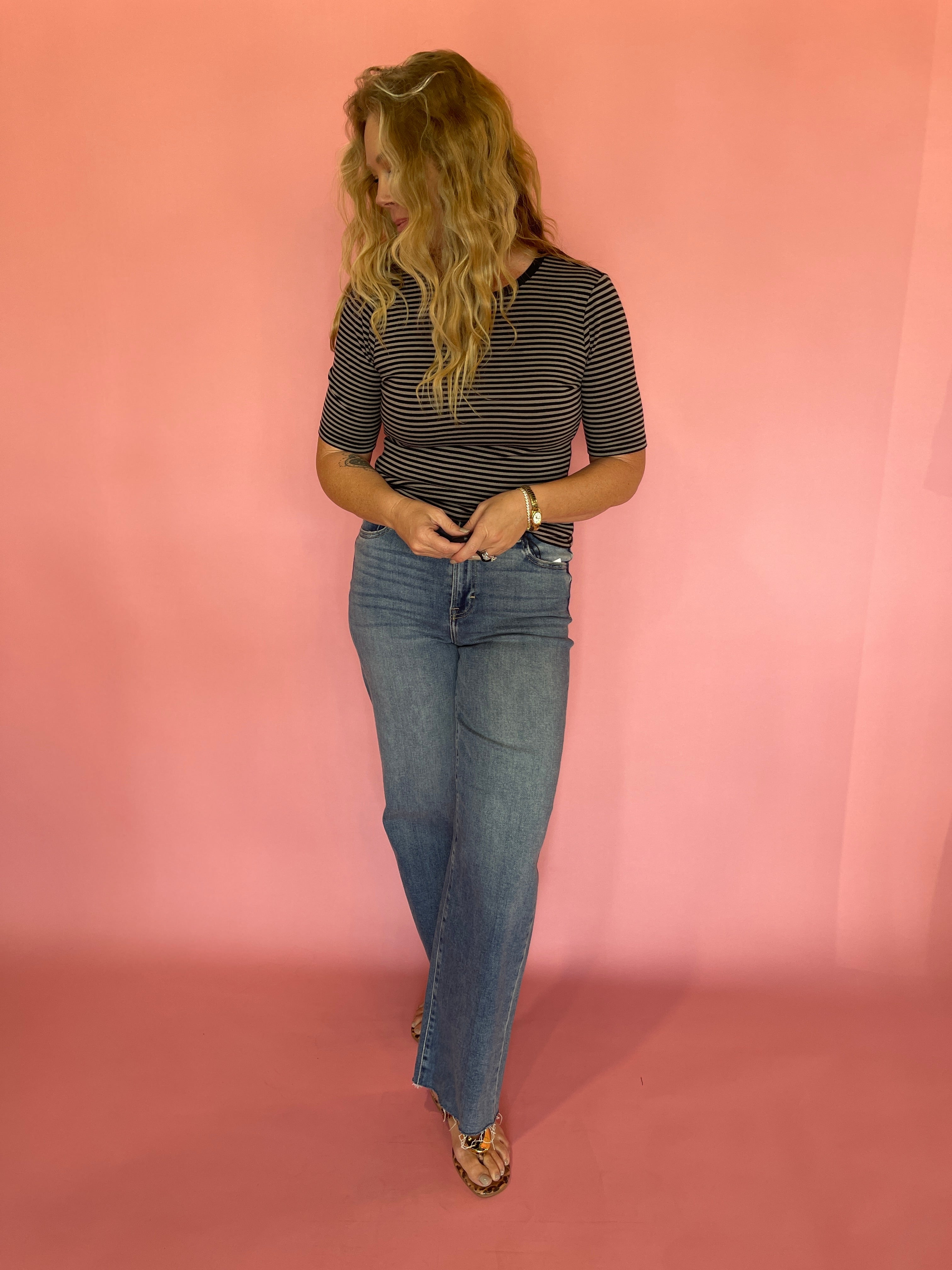 Freida Striped Tee in Wild Mushroom Z Supply