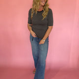 Freida Striped Tee in Wild Mushroom Z Supply