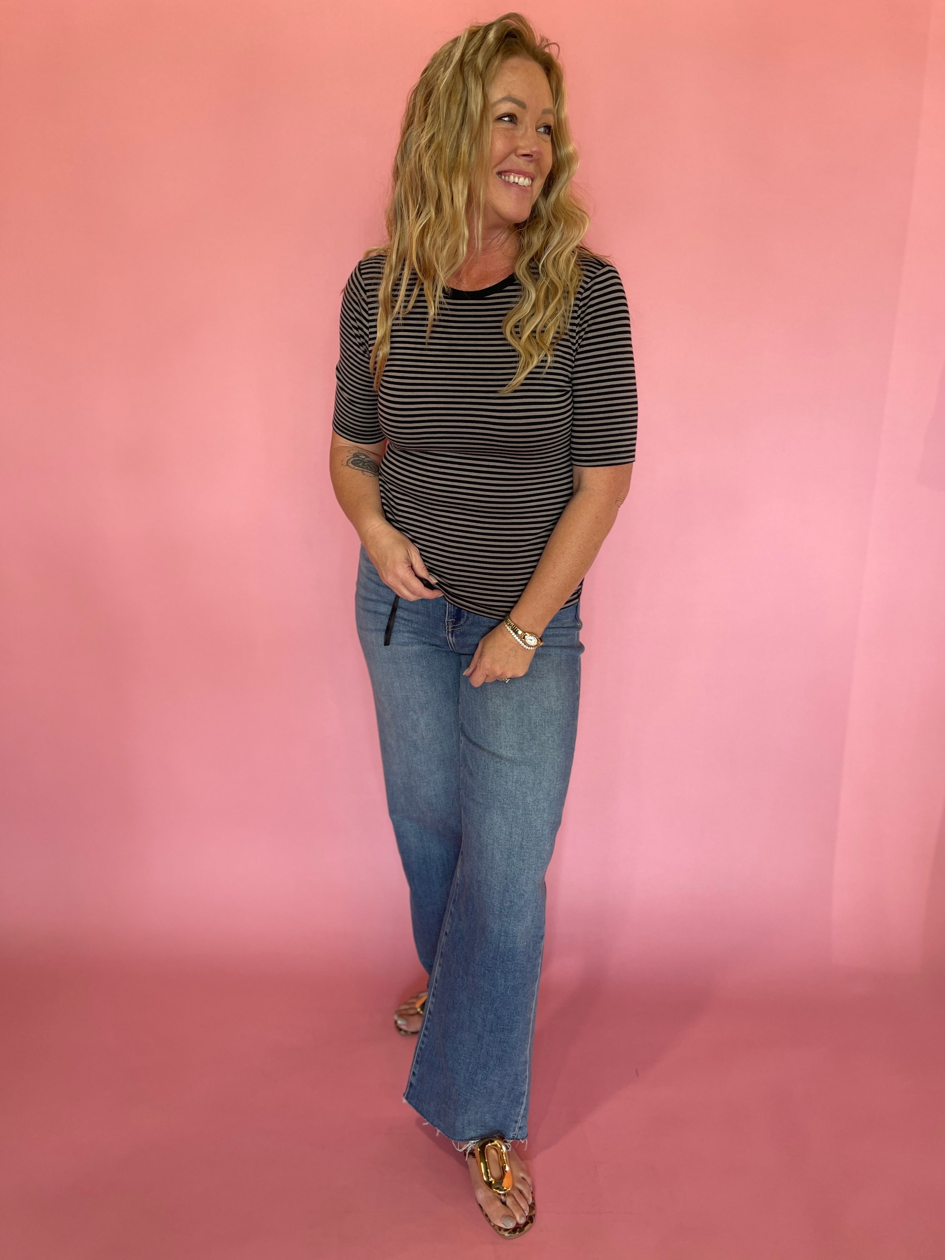 Freida Striped Tee in Wild Mushroom Z Supply