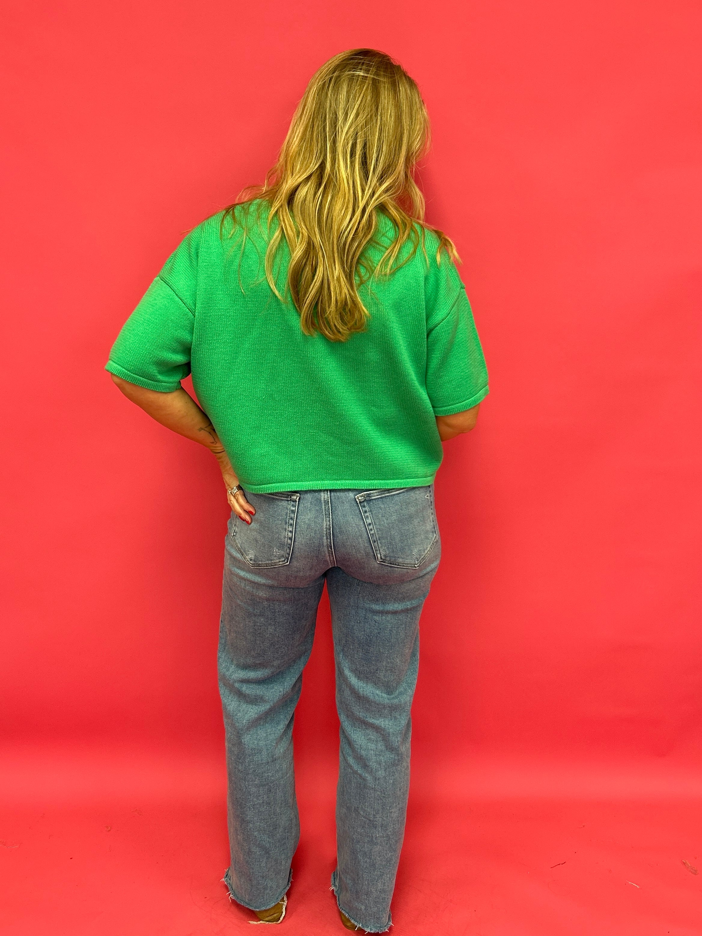 Fresh Pick Button-Up Sweater Knit Top in Spring Green - Shabby 2 Chic Boutiques