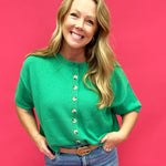 Fresh Pick Button-Up Sweater Knit Top in Spring Green - Shabby 2 Chic Boutiques
