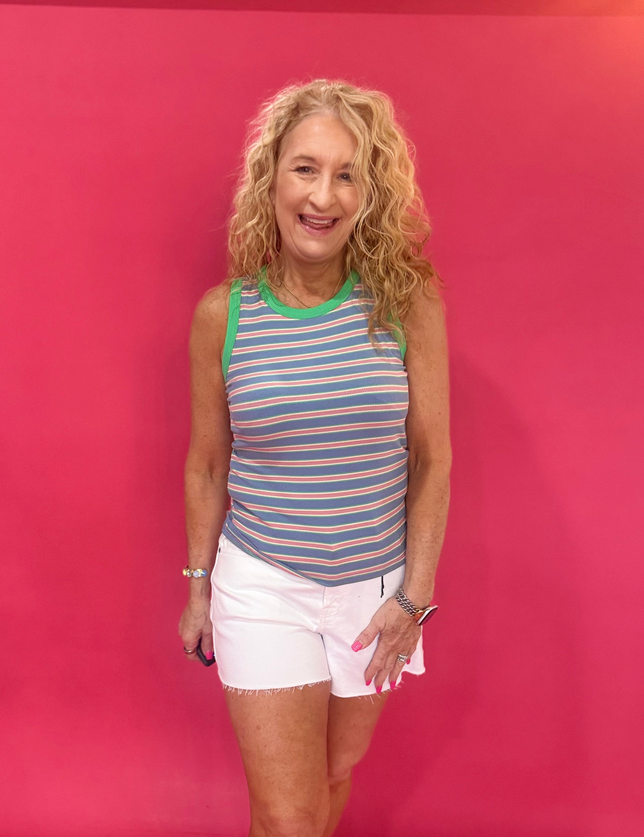 Fresh Start Contrast Striped Knit Tank - Shabby 2 Chic Boutiques