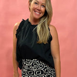 Frill Factor Poplin Top in Black