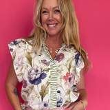 Garden Party Ruffle Blouse in White