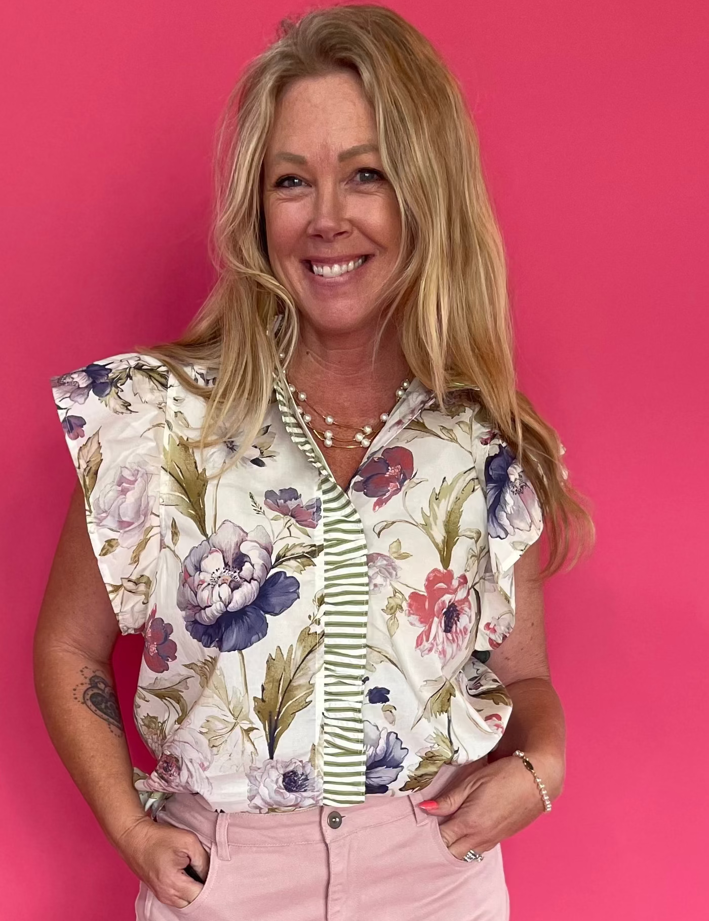 Garden Party Ruffle Blouse in White