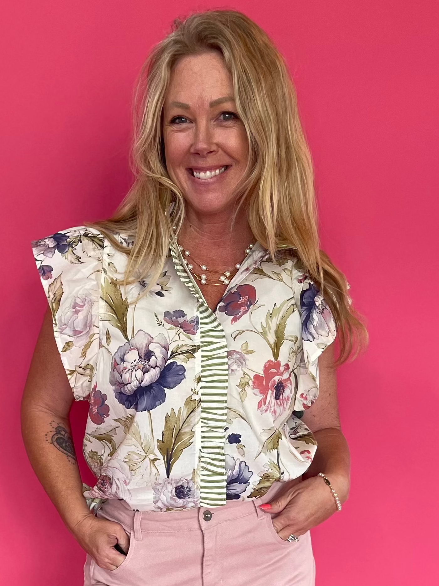 Garden Party Ruffle Blouse in White