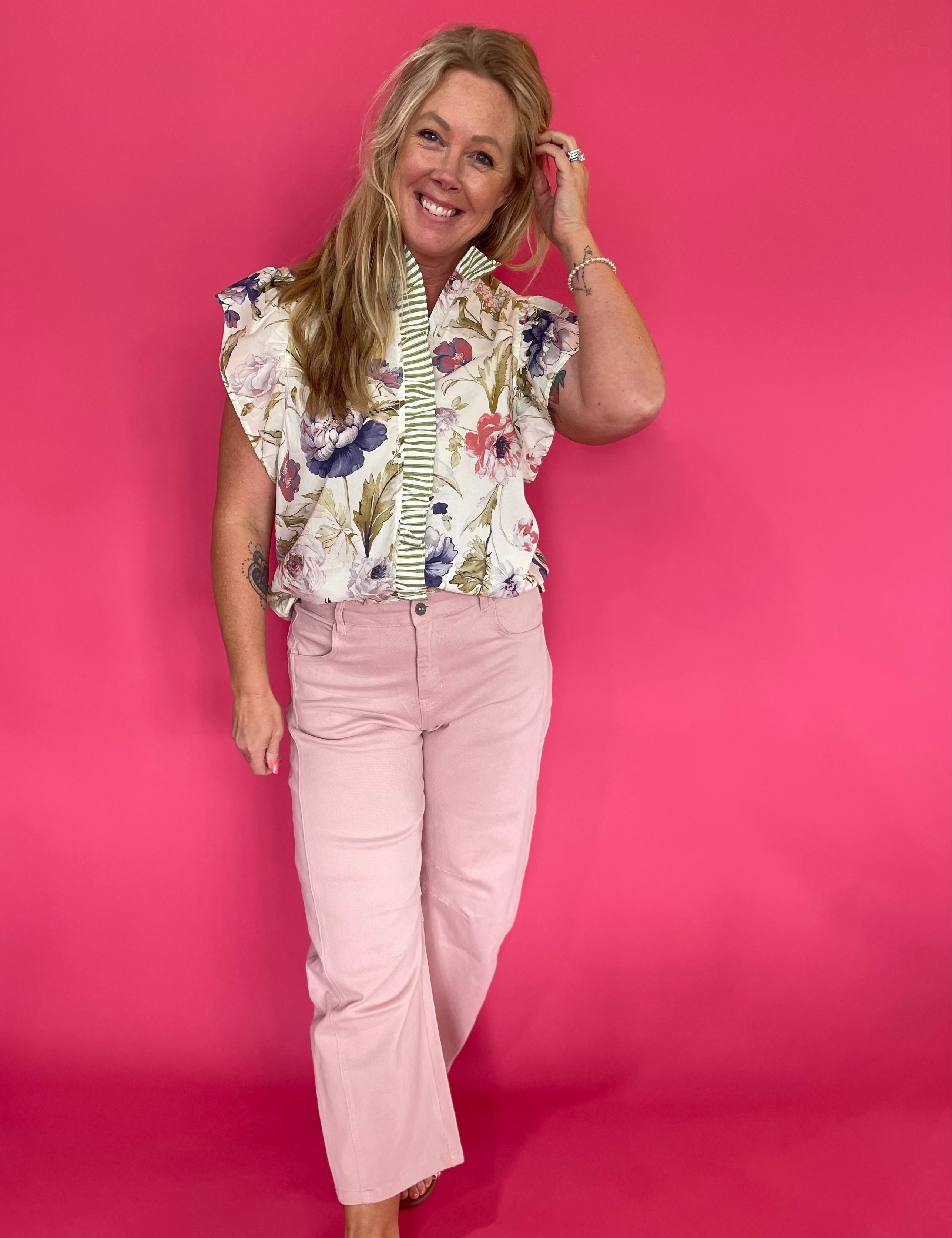 Garden Party Ruffle Blouse in White