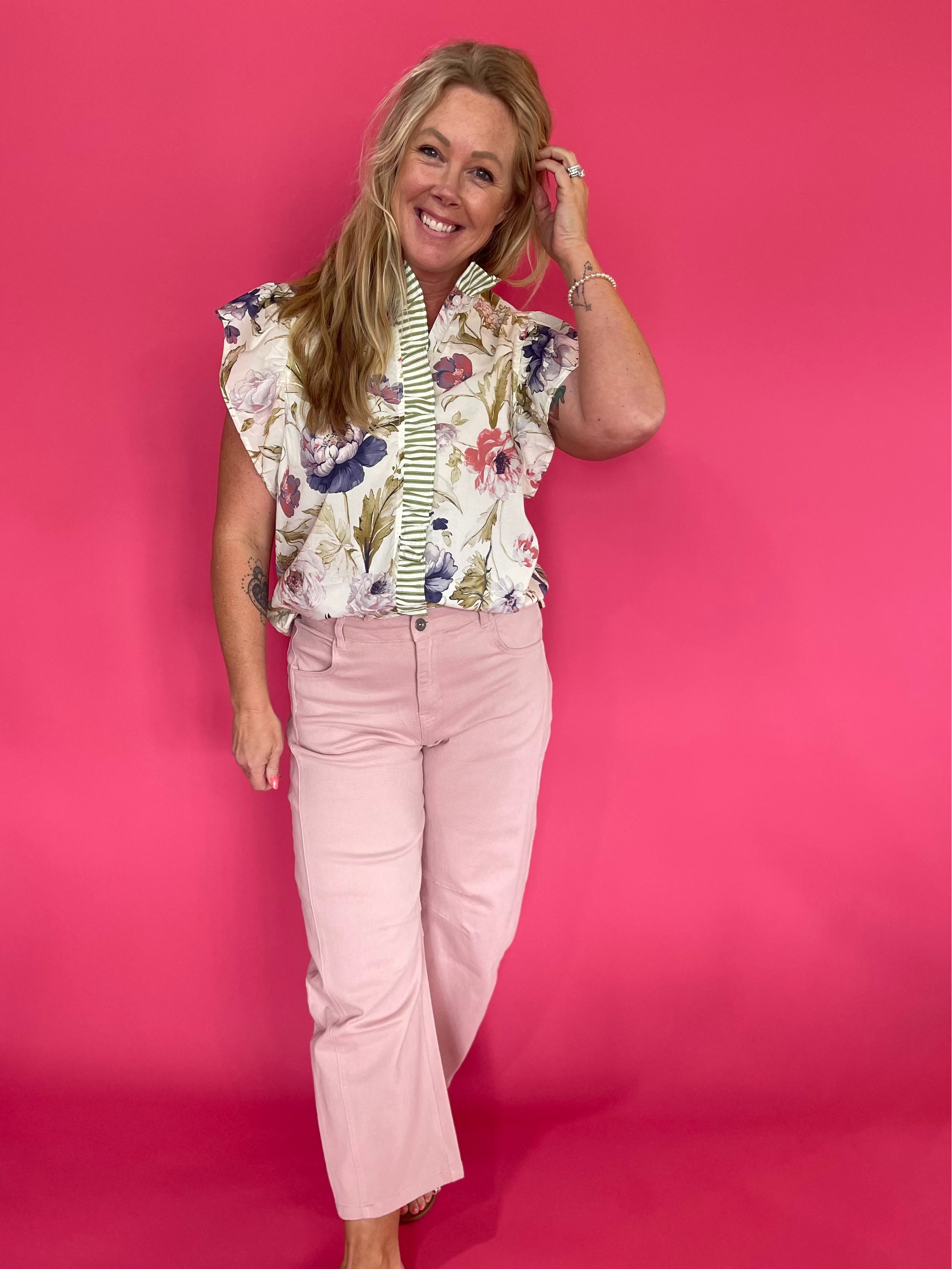 Garden Party Ruffle Blouse in White