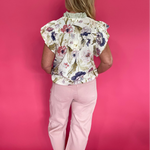 Garden Party Ruffle Blouse in White