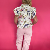 Garden Party Ruffle Blouse in White