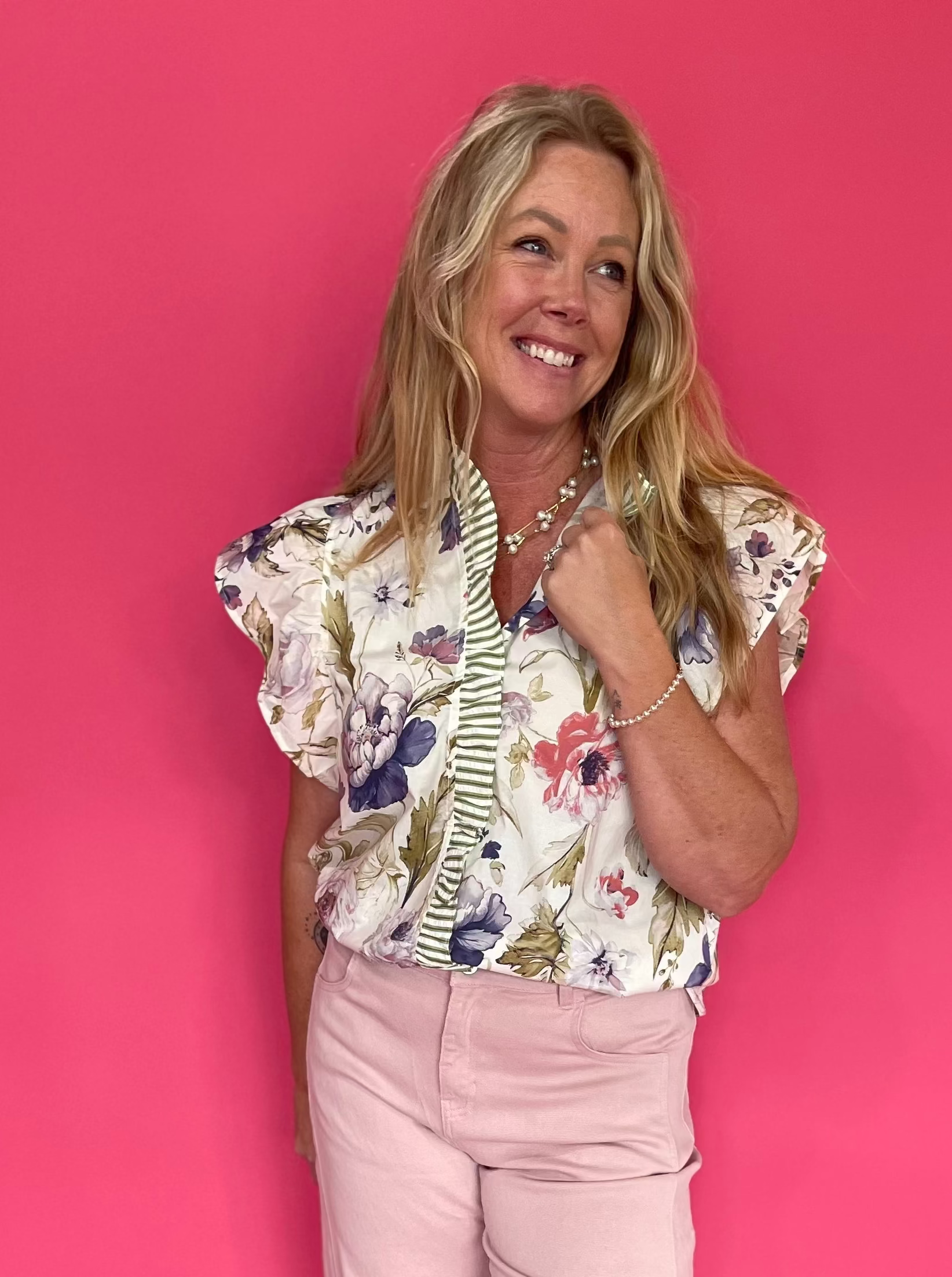 Garden Party Ruffle Blouse in White