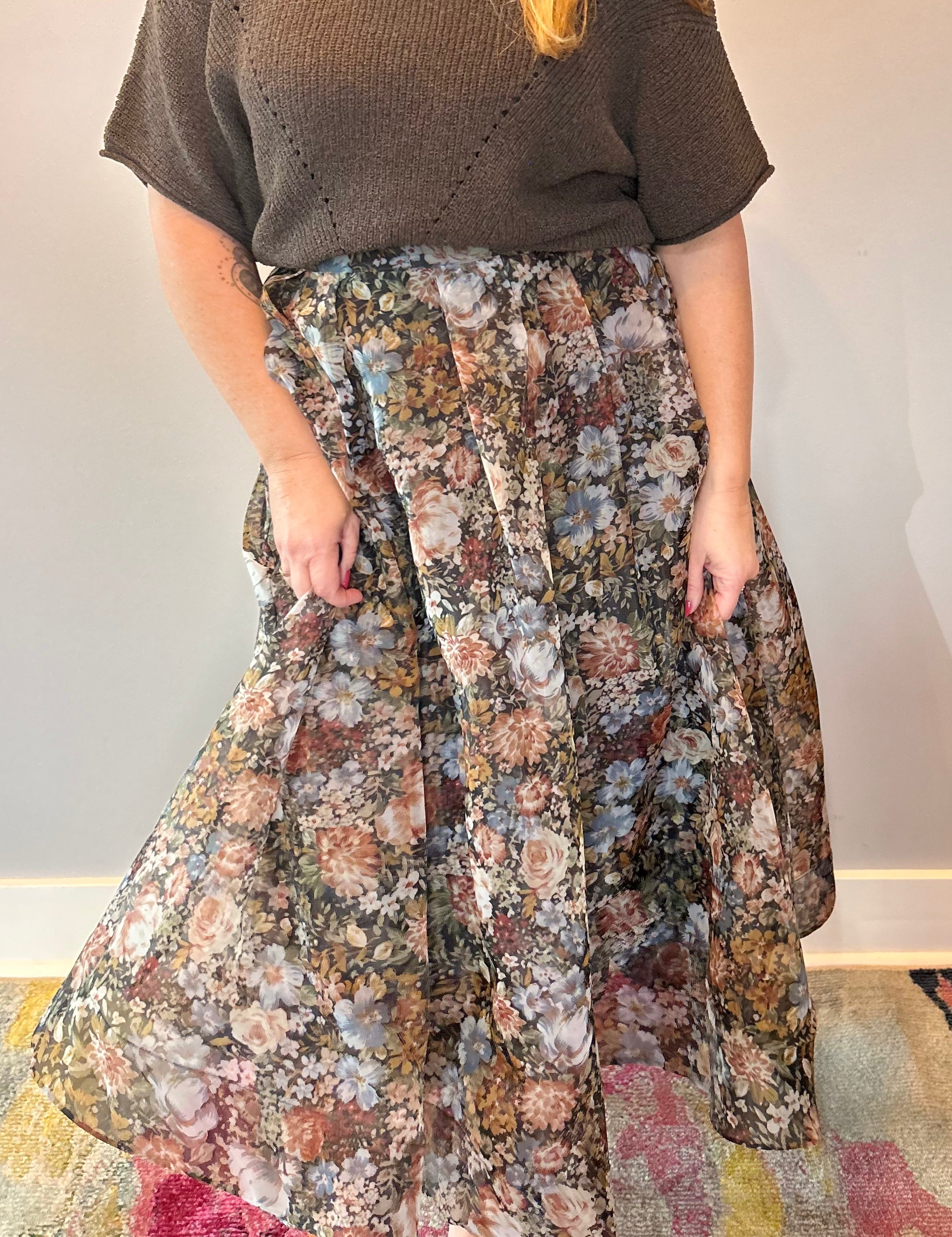 Garden Whispers Pleated Midi Skirt
