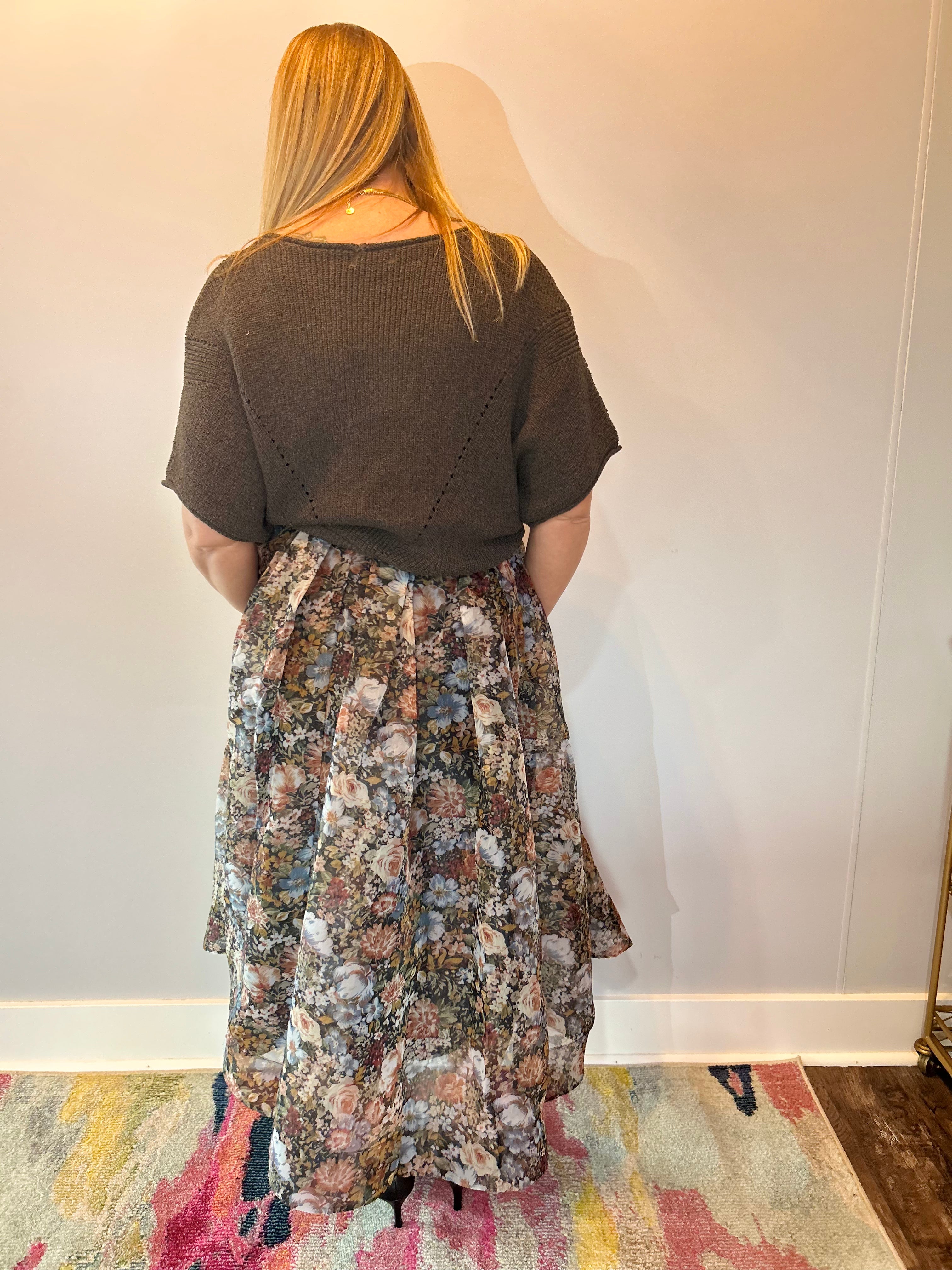 Garden Whispers Pleated Midi Skirt