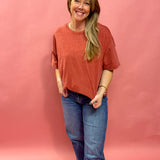 Gentry Cotton Bound Tee in Red