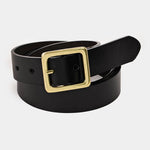 Genuine Leather Square Buckle Belt in Black