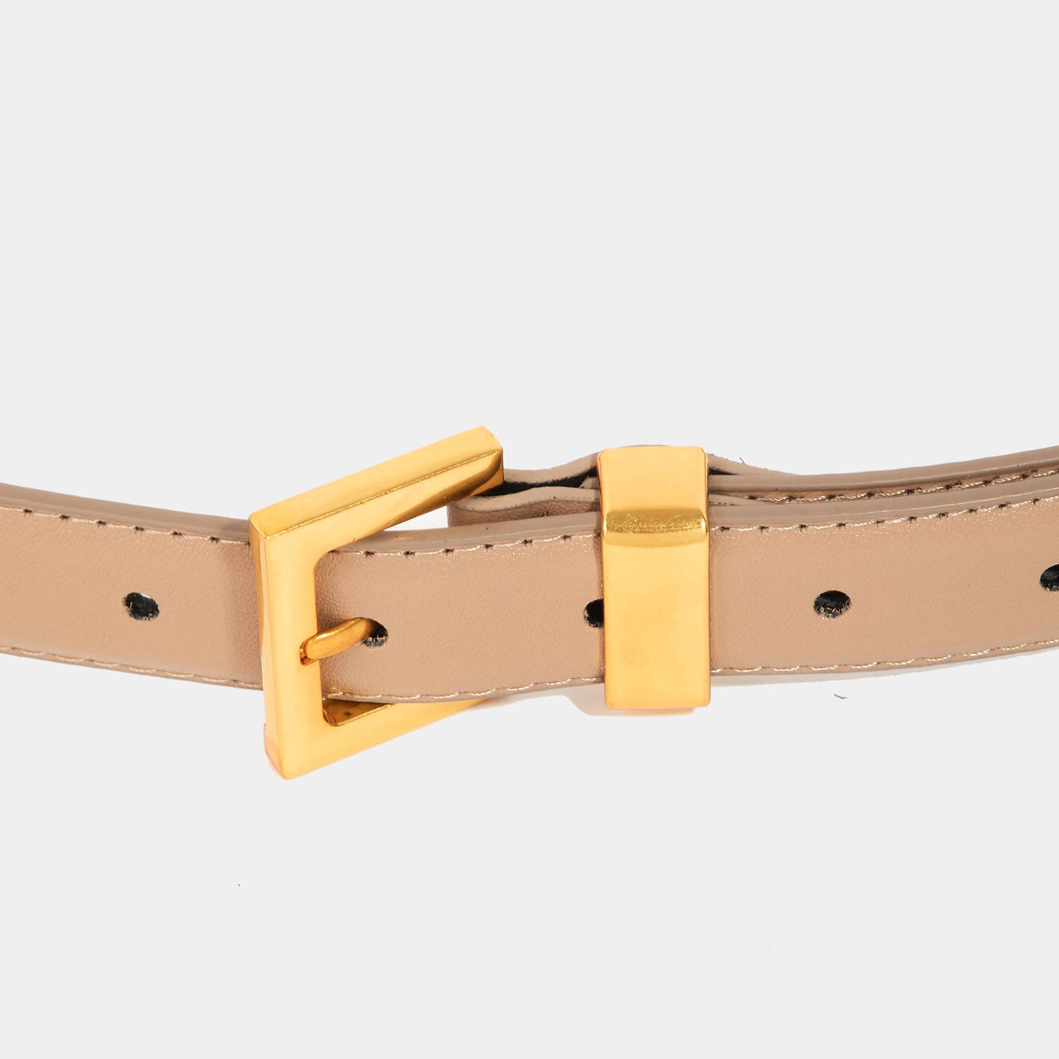 Genuine Leather Square Buckle Belt in Taupe