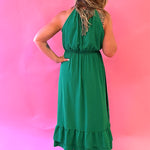 Ginger Tiered Hem Midi Dress in Green