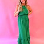 Ginger Tiered Hem Midi Dress in Green