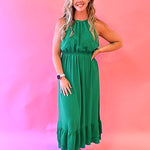 Ginger Tiered Hem Midi Dress in Green