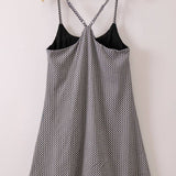 Gingham Athleisure Mini Tennis Dress with Built-In Shorts in Black