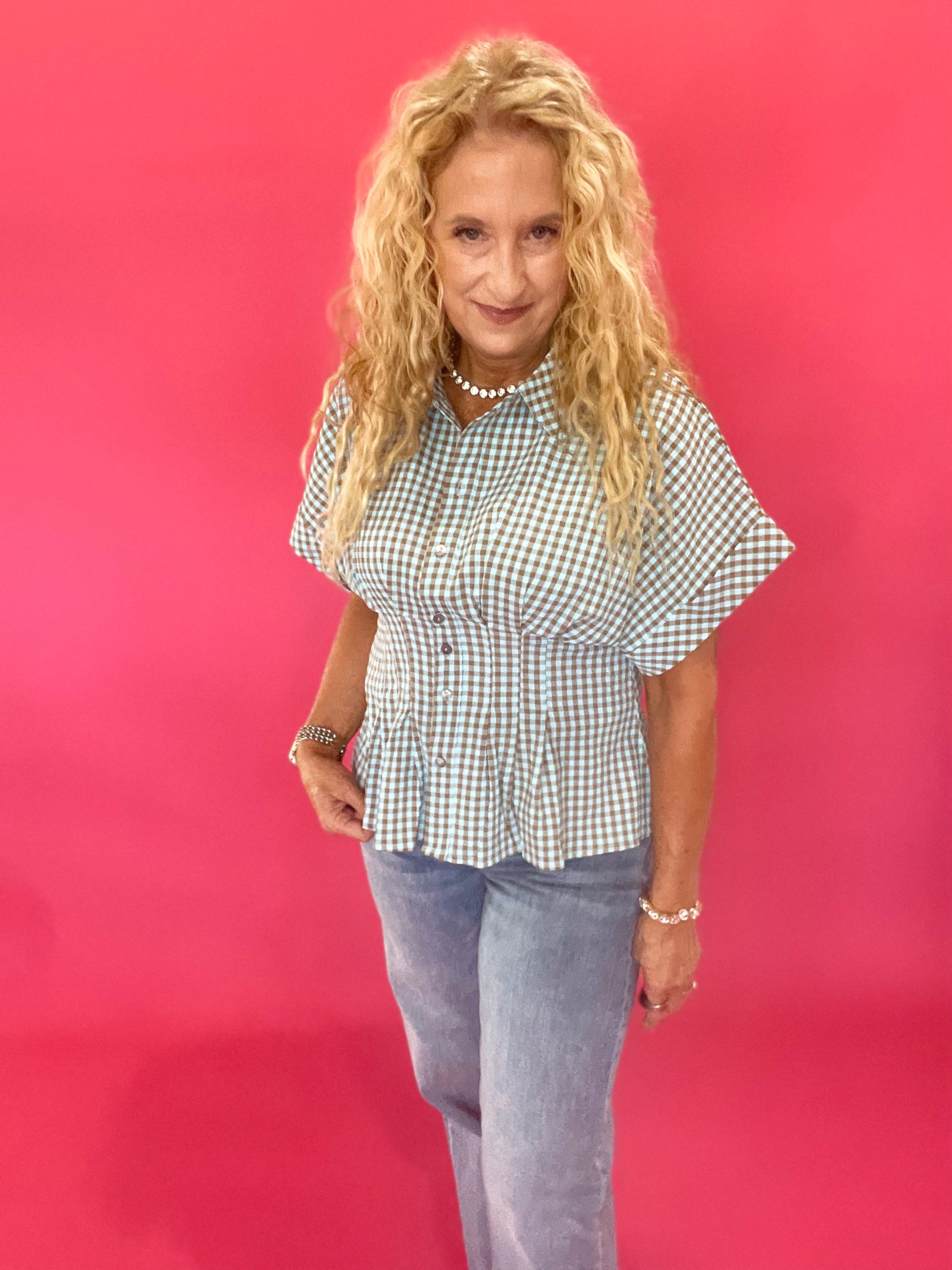 Gingham Right Top in Brown