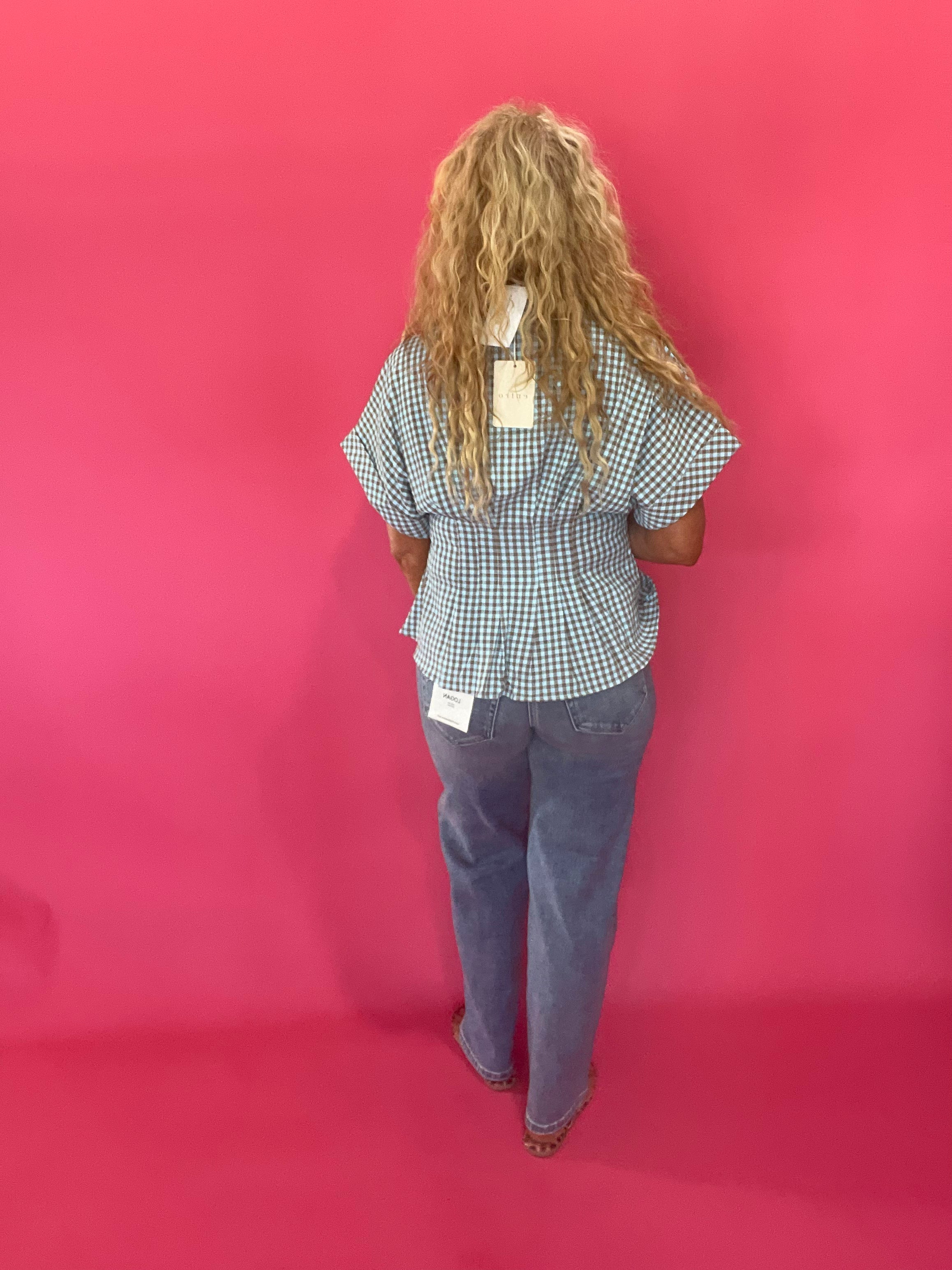 Gingham Right Top in Brown