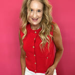 Gold Button Round Neck Knit Cardigan Vest - Shabby 2 Chic Boutiques