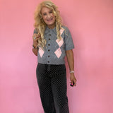 Grey Area Knit Polo Top