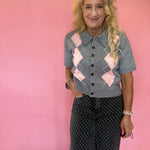 Grey Area Knit Polo Top