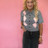 Grey Area Knit Polo Top