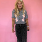 Grey Area Knit Polo Top