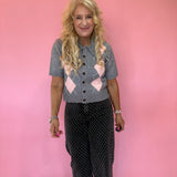 Grey Area Knit Polo Top