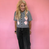 Grey Area Knit Polo Top