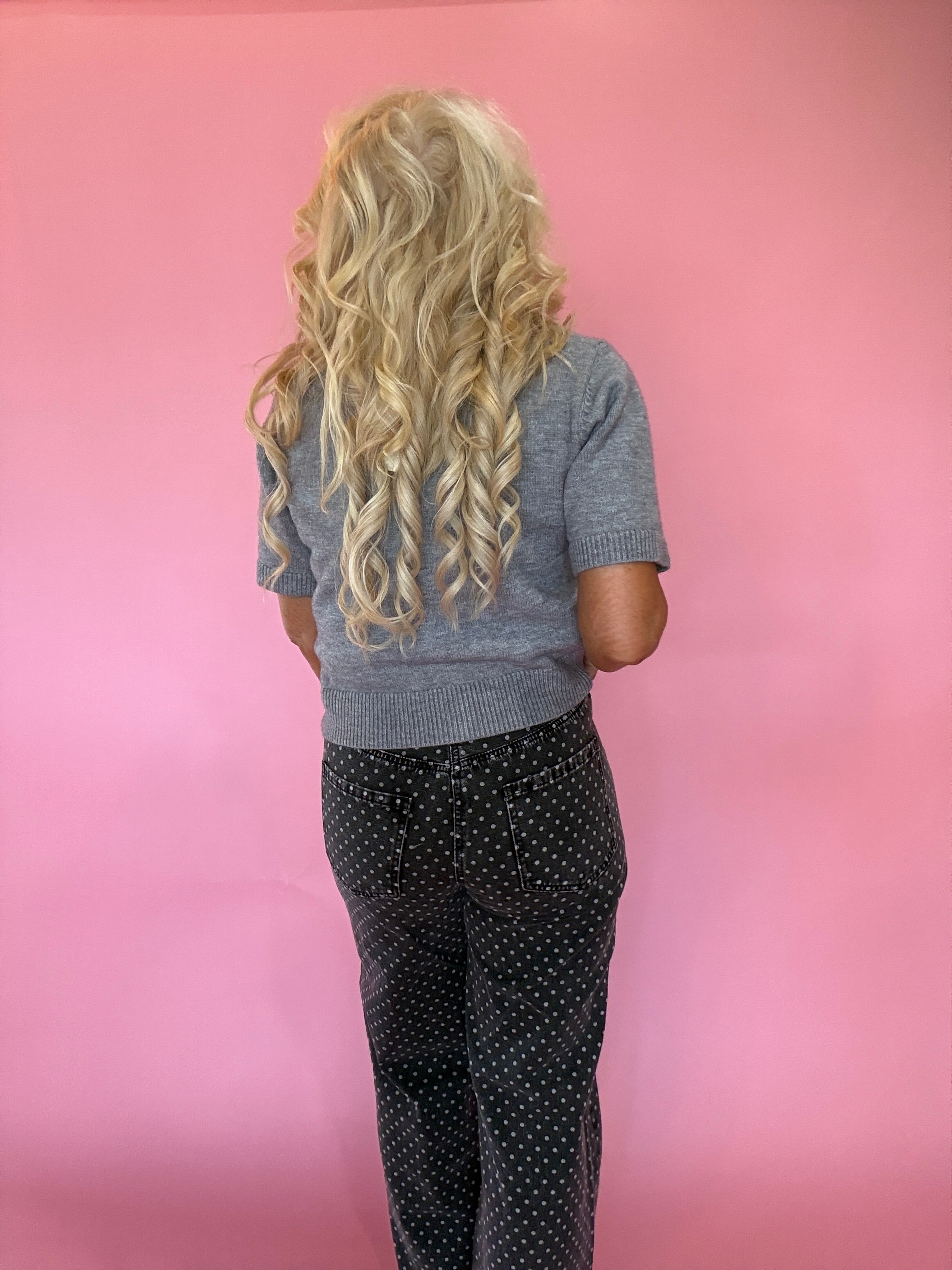 Grey Area Knit Polo Top