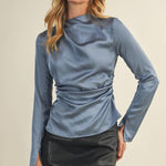 HIGH NECK RUCHED TOP - Shabby 2 Chic Boutiques