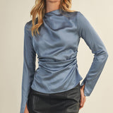 HIGH NECK RUCHED TOP - Shabby 2 Chic Boutiques
