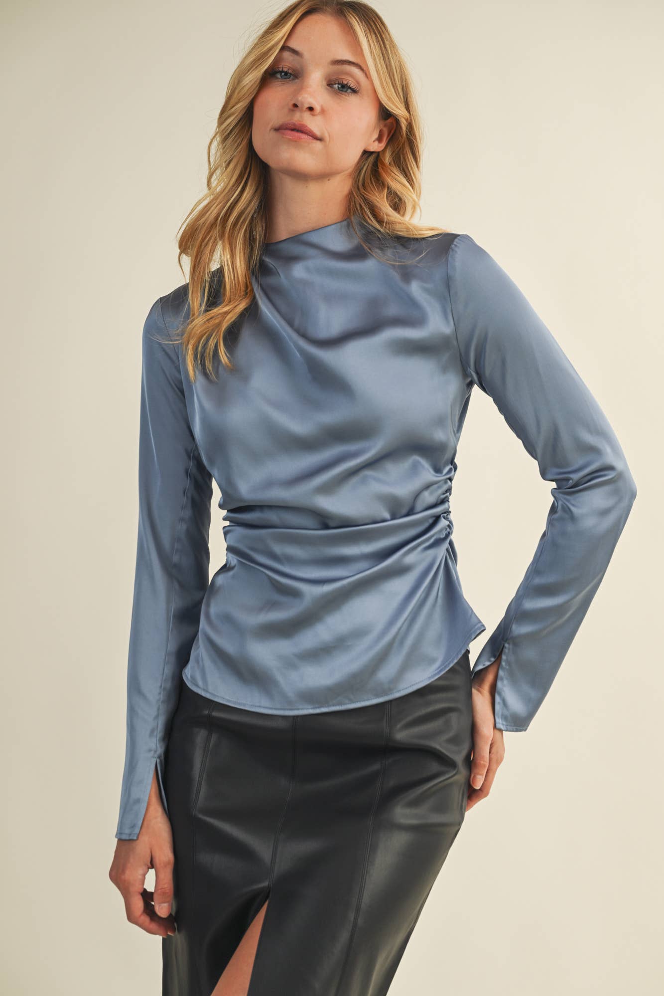 HIGH NECK RUCHED TOP - Shabby 2 Chic Boutiques