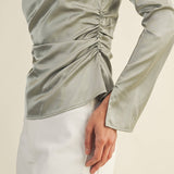 HIGH NECK RUCHED TOP - Shabby 2 Chic Boutiques