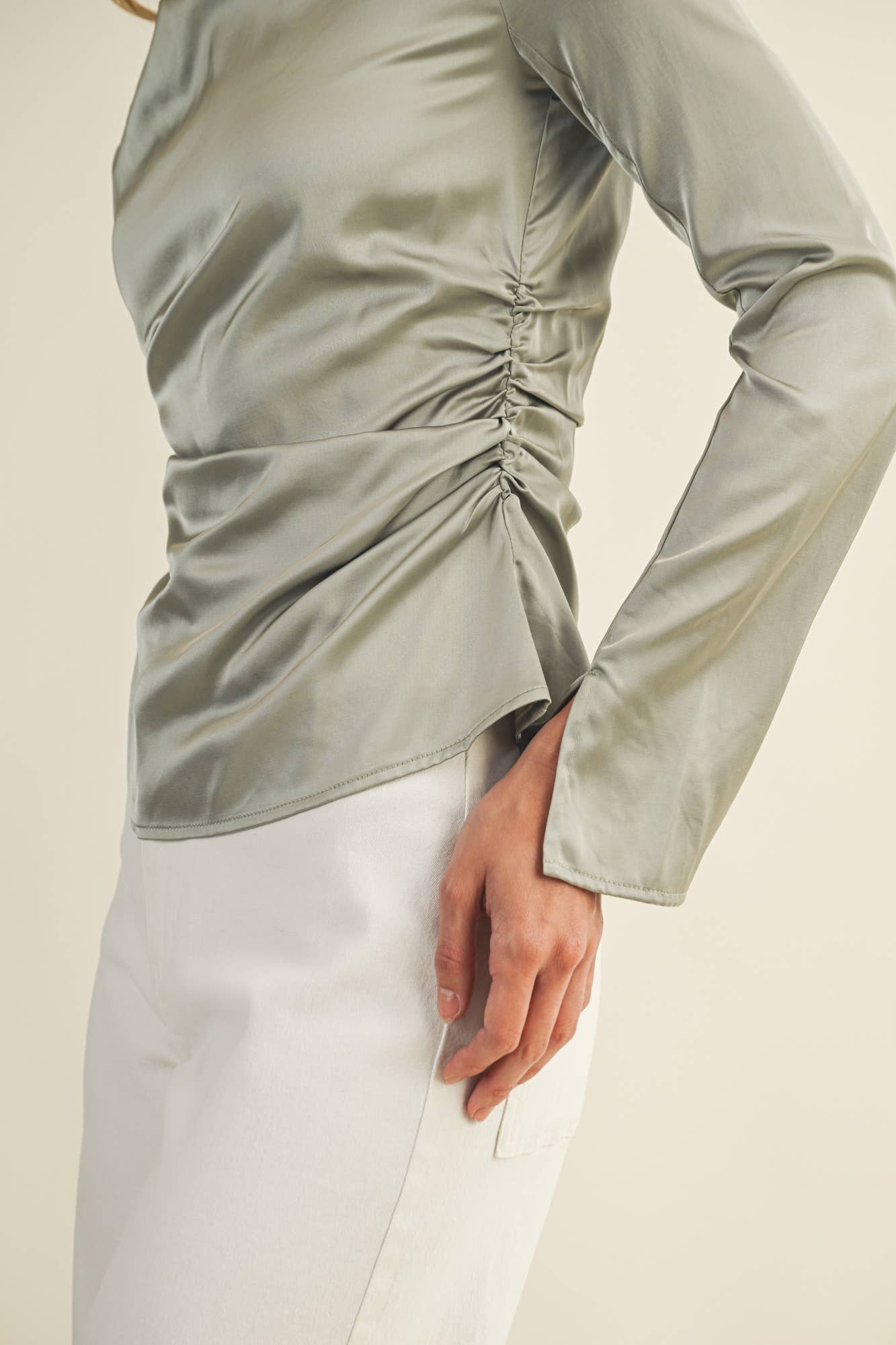 HIGH NECK RUCHED TOP - Shabby 2 Chic Boutiques