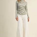 HIGH NECK RUCHED TOP - Shabby 2 Chic Boutiques