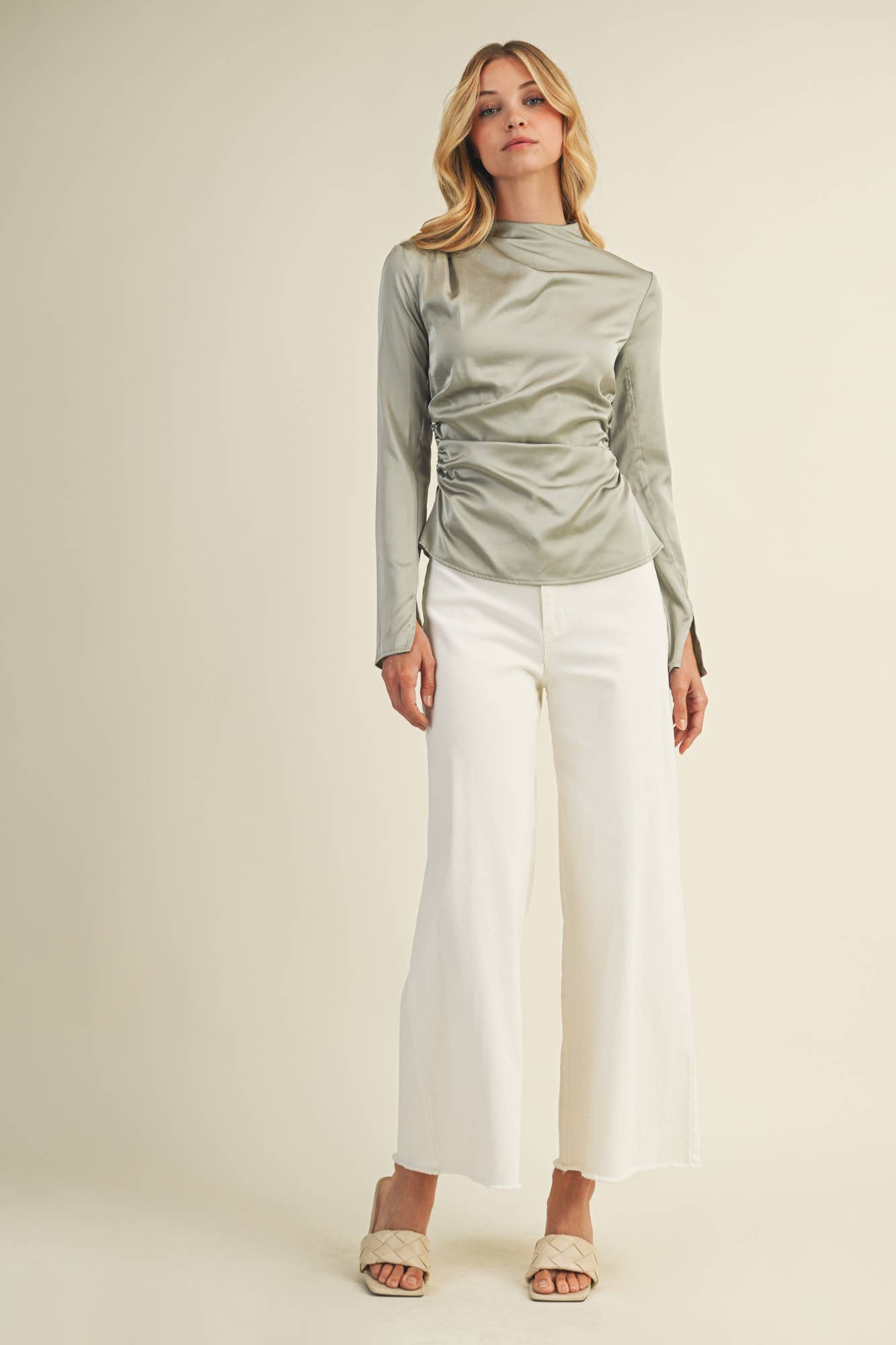 HIGH NECK RUCHED TOP - Shabby 2 Chic Boutiques