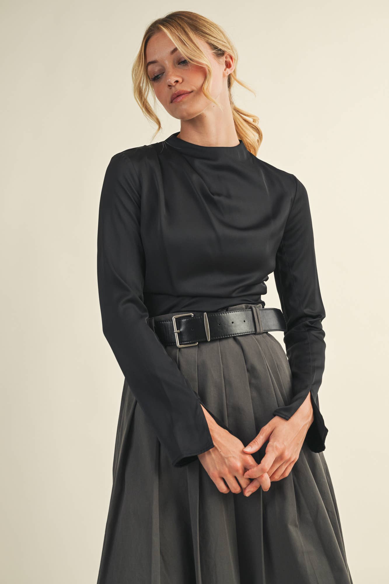 HIGH NECK RUCHED TOP - Shabby 2 Chic Boutiques