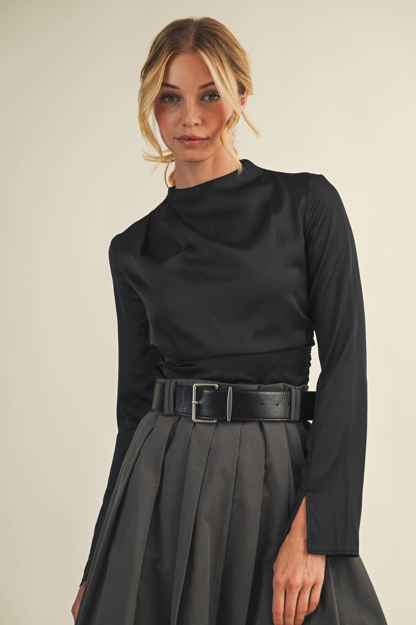 HIGH NECK RUCHED TOP - Shabby 2 Chic Boutiques