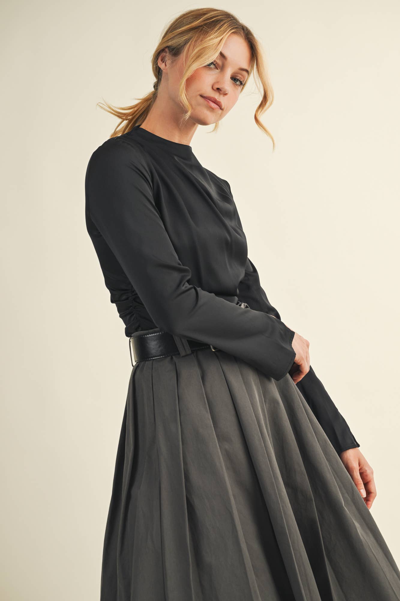 HIGH NECK RUCHED TOP - Shabby 2 Chic Boutiques