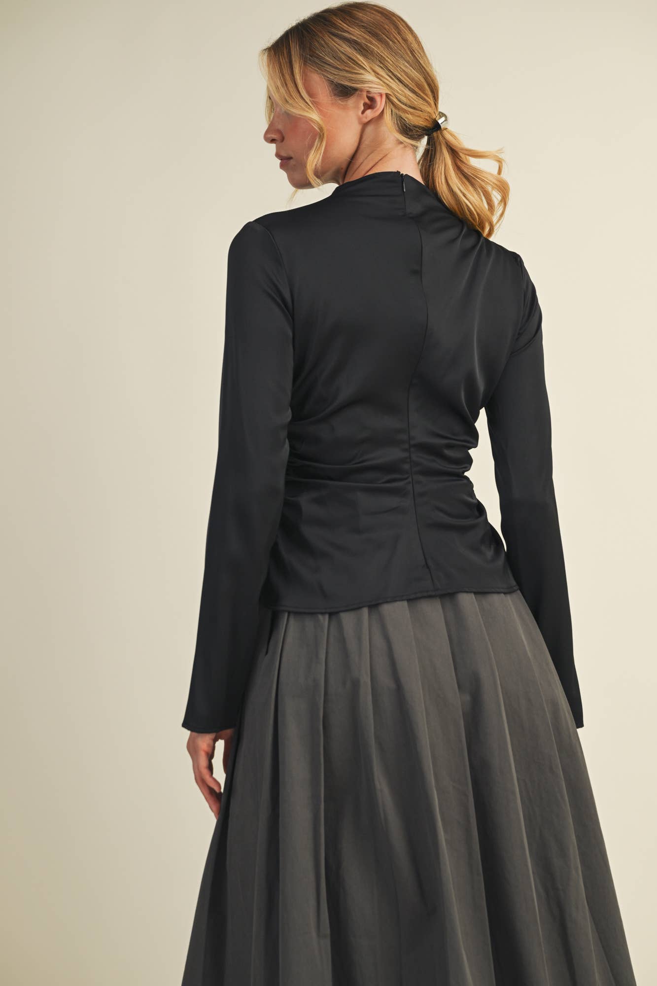 HIGH NECK RUCHED TOP - Shabby 2 Chic Boutiques